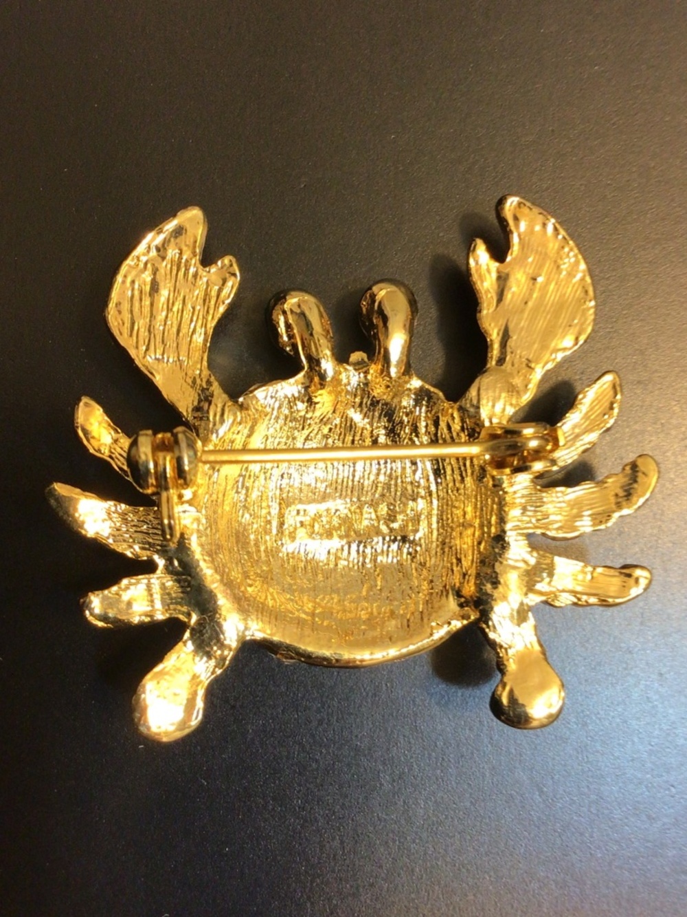 FORNASH Signed Novelty Gold-tone Crab Crystal Brooch Beach Theme - Picture 13 of 15